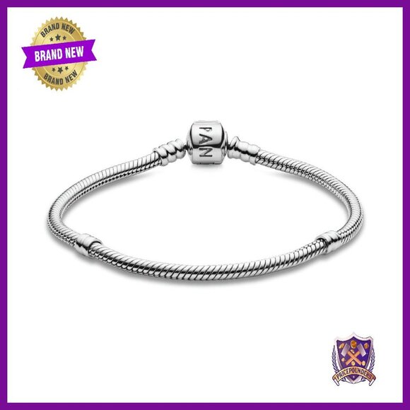 Sterling Silver Snake Chain Charm Bracelet 8.3 Inches